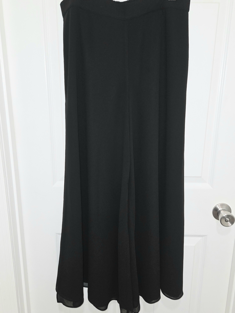 WynneLayers Women's Pull-On Chiffon Double-Layer Palazzo Pant Black Size MP.